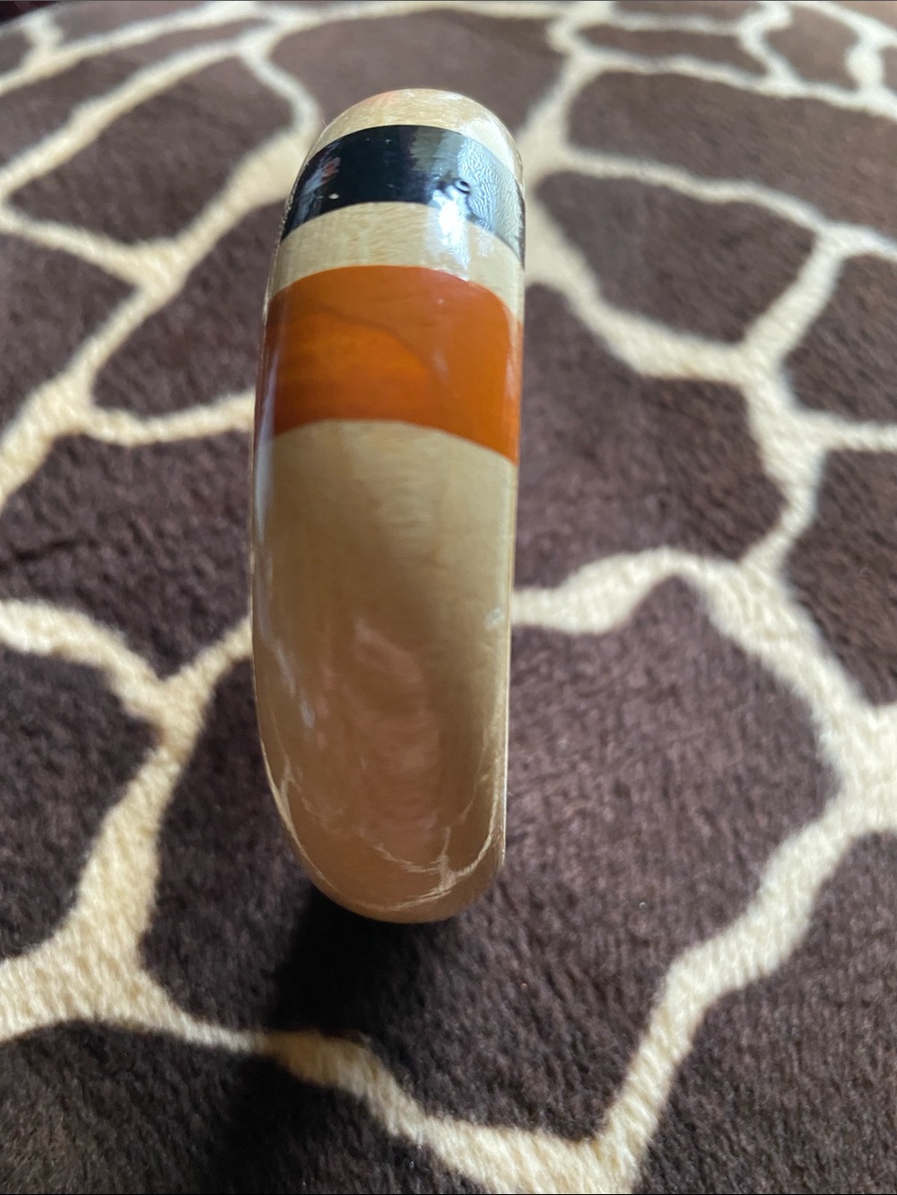 Vintage 80’s Hand Painted Shellacked Wooden Bangle Bracelet